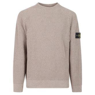 Stone Island Loose-fit trui met ronde hals en raglanmouwen - Heren - Truien - Beige - Maat: M Kasjmier