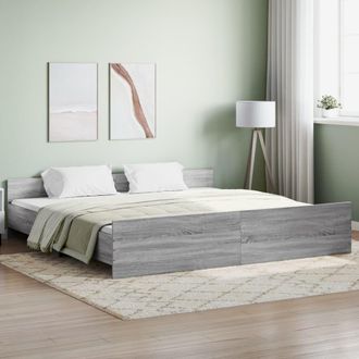 Berkfield Home Bed Frame with Headboard & Footboard Grey Sonoma 180x200 cm Super King