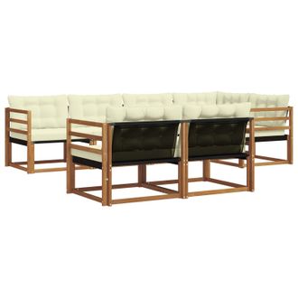 vidaXL Conjunto De Sof&aacute;s De Exterior Con Coj&iacute;n 7 Pcs Natural Y Crema Vidaxl