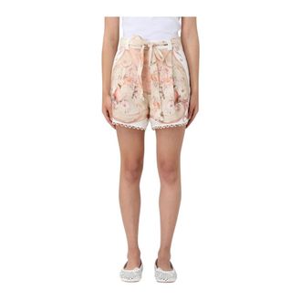 Twinset Floral Linen Shorts with Tie Waist