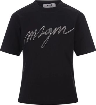 Msgm T-shirt met korte mouwen - Dames - T-shirts - Zwart - S - Katoen - Tops