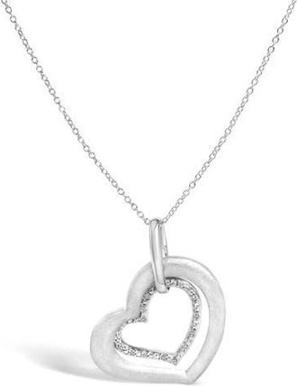 House of Brilliance Sterling Silver Diamond Accent Matte Finish Heart Pendant Necklace at Nordstrom