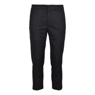 Dondup Ariel Cropped Broeken - Dames - Vrijetijds broeken - Zwart - L - Katoen - Broeken