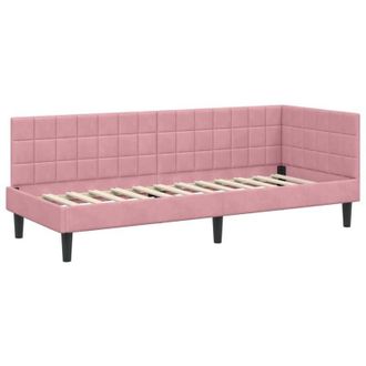 vidaXL Corner Bed Frame with Headboard Pink 80 cm x 200 cm Fabric vidaXL
