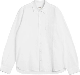 Ymc You Must Create Relaxed Fit Lange Mouw Seersucker Overhemd - Heren - Casual Overhemden - Wit - XL - Katoen - Overhemden