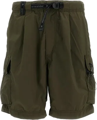 And Wander Green Water-Repellent Cargo Shorts