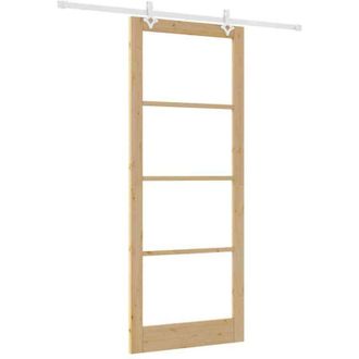 vidaXL Puerta Corrediza Manual Marr&oacute;n 93 X 232 Cm Madera Y Metal Vidaxl