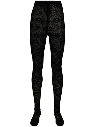 Saint Laurent lace-detailing stretch-design tights - Black