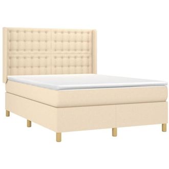 vidaXL Vidaxl - Cama Box Spring Colch&oacute;n Y Luces Led Tela Crema 140x190 Cm