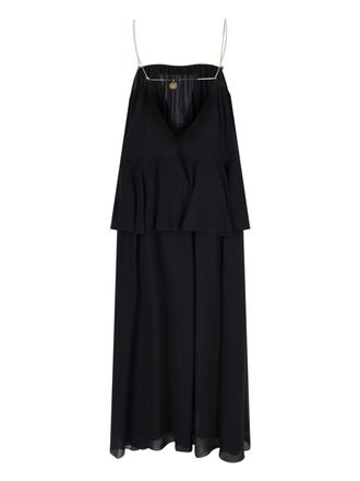Chlo&eacute; Womens Tiered Silk Maxi Dress Black