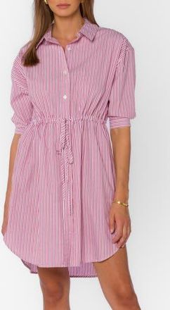 Velvet Heart Stripe Drawstring Waist Shirtdress in Cosmic Pink Stripe at Nordstrom Rack, Size X-Small
