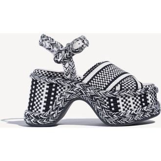 Amambaih Jose High Platform Sandals in Ivory Black at Nordstrom, Size 40