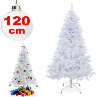 Trade Shop Trade Shop - Albero Di Natale Sintetico 120cm Bianco Neve Decorazione Per Casa Scuola Ufficio