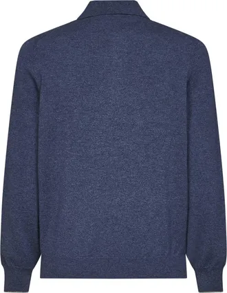 Brunello Cucinelli Mens Polo Shirt Denim Cashmere Blue T-shirts And Polos