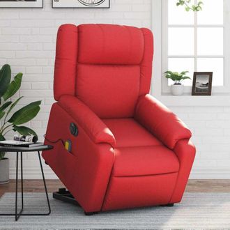 vidaXL Sill&oacute;n De Majaje Elevable El&eacute;ctrico Cuero Artificial Rojo Vidaxl