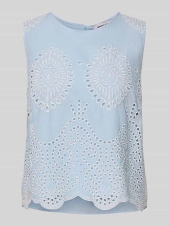 More & More More & More Blusentop mit Lochspitze in Hellblau, Gr&ouml;&szlig;e 36