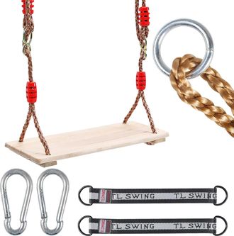 OEM Asiento De Columpio De Madera, Columpio De Madera Para Exteriores, Columpio Para Ni&ntilde;os Y Adultos Con Cuerda De Longitud Ajustable, Carga M&aacute;xima De 160