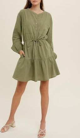 Wishlist Long Sleeve Minidress in Olive at Nordstrom Rack, Size Small/medium
