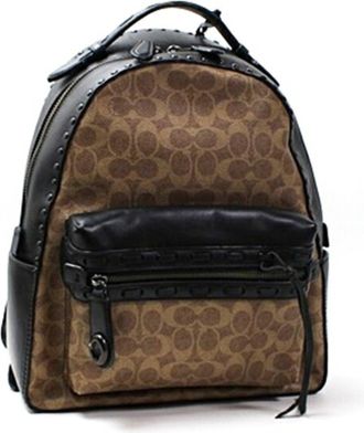 Coach Signature Black Brown Pvc Leather Backpack (Pre-Owned)