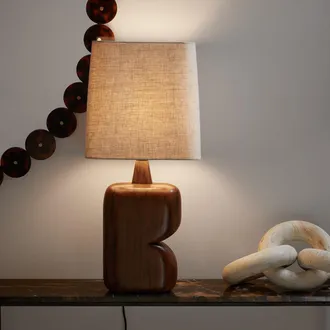 AM.PM Lamp in mangohout en linnen, Gyra