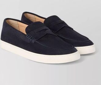 Brunello Cucinelli suede loafers penny strap round toe