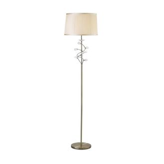 Netlighting Willow Floor Lamp with Cream Shade 1 Light Antique Brass Crystal in Bronze