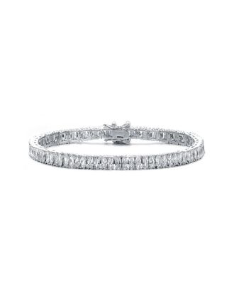 Genevive Rhodium Plated Cz Tennis Bracelet