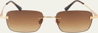 Tom Ford Mens Jake Rimless Rectangular Metal Sunglasses