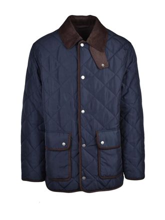 GANT Quilted Fleece Overcoat With Corduroy Trim And Snap Closure