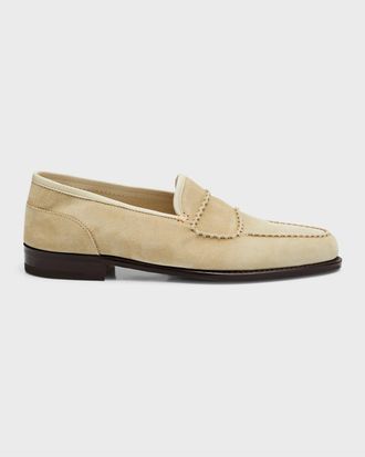 John Lobb Mens Bath Suede Penny Loafers