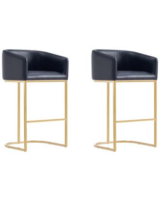 Manhattan Comfort Louvre Mid-Century Modern Leatherette Upholstered Barstool