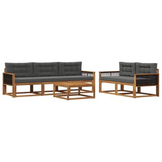 vidaXL Conjunto De Sof&aacute;s De Exterior 6 Pcs Natural Y Antracita Vidaxl