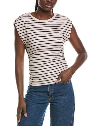 Michael Stars Joni Crewneck Power Shoulder Top