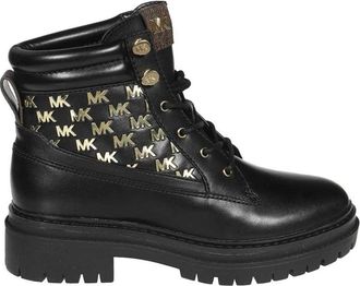 Michael Kors Leren veterschoenen - Dames - Veterlaarzen - Zwart - 40 EU - Leer - Schoenen