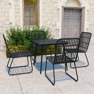 vidaXL Juego De Comedor Para Jard&iacute;n 5 Piezas Rat&aacute;n Sint&eacute;tico Y Vidrio Vidaxl