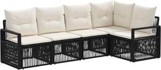 vidaXL Conjunto De Sof&aacute;s De Jard&iacute;n 5 Uds. Negro Rat&aacute;n Sint&eacute;tico Vidaxl