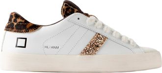 D.A.T.E. Leopard-Effect Calf Hair White Low-Top Sneakers with Textured Laces