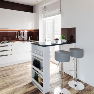 Vicco Mesa De Bar, Blanco, 57 X 117 Cm Con 3 Compartimentos