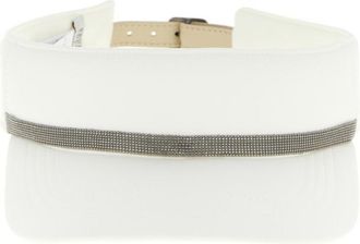 Brunello Cucinelli White Monile Solid Open Top Visor