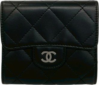 Chanel Black Leather Wallet (Tri-Fold) (Pre-Owned)
