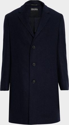 Ermenegildo Zegna Mens Cashmere and Silk Stripe Twill Top Coat