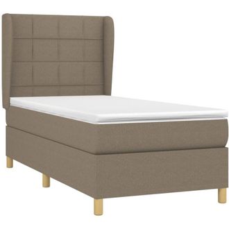 vidaXL Cama Box Spring Con Colch&oacute;n Tela Gris Taupe 80x200 Cm Vidaxl