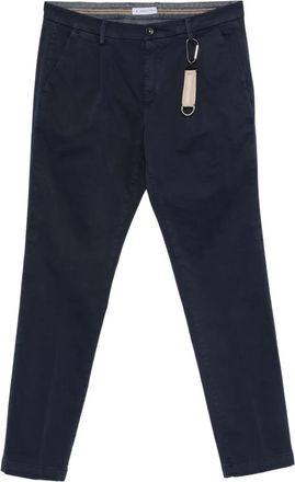 Manuel Ritz pleated twill chino trousers - Blue