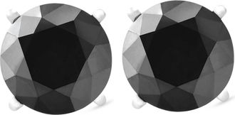 Pompeii3 14k White Gold 1ct Round Cut Black Diamond Studs