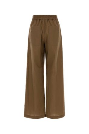 Brunello Cucinelli Womens Brown Cotton Blend Wide-Leg Pant C9266 Exterior: Nylon Pantaloni Trousers
