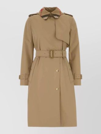 Burberry cotton trench coat belted long storm flap