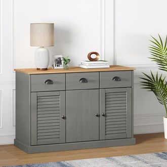 vidaXL Aparador Con Cajones Vigo Madera Maciza Pino Gris 113x40x75 Cm Vidaxl