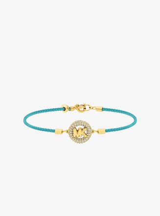 Michael Kors Pav&eacute; Gold-Tone Logo Corded Bracelet