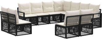 vidaXL Conjunto De Sof&aacute;s De Jard&iacute;n 11 Uds. Negro Rat&aacute;n Sint&eacute;tico Vidaxl