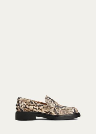 Tod's Snake-Printed Leather Loafers